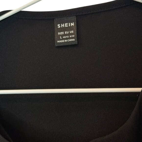 Shein gold button cropped blazer black women's size L - Picture 8 of 10